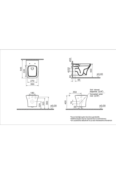 Zentrum Square Asma Klozet, Vitra Integra Square Klozet Kapağı 191-003-009 - 3