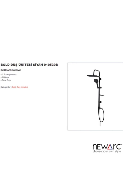 Bold Siyah Duş Ünitesi 910530B - 2