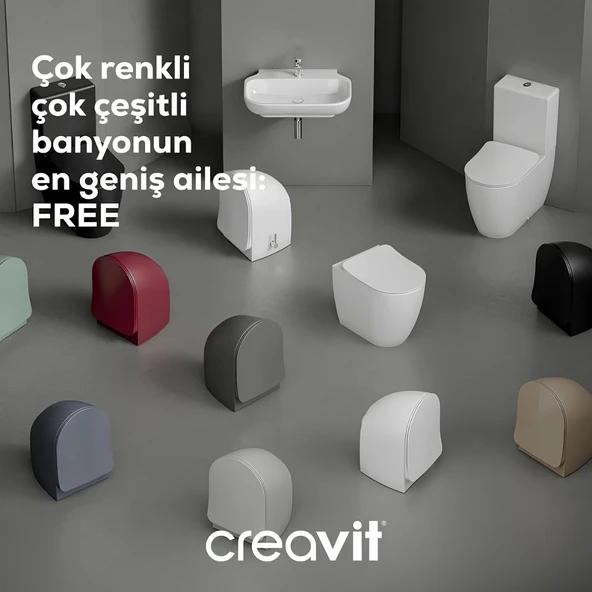 Creavit Free Beyaz Kanallı Asma Klozet FE320, Creavit Free Duck Yavaş Kapak - 8
