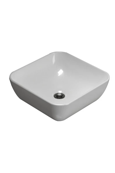 Turavit Porto Çanak Beyaz Kare Deliksiz Lavabo 40 cm PRT0708 - 5