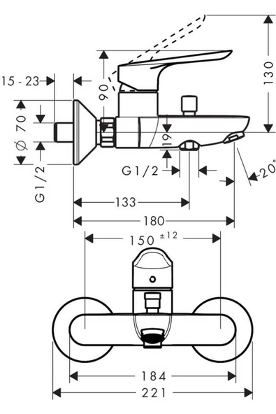Logis E Tek Kollu Banyo Bataryası Aplike 71415000 - 2