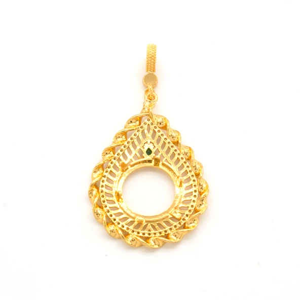 Çeyrek Altın Çerçeveli Kolye Ucu Altın Kaplama TGR-648 - Resim 2
