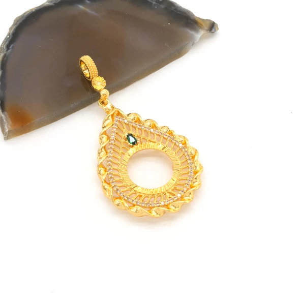 Çeyrek Altın Çerçeveli Kolye Ucu Altın Kaplama TGR-648 - Resim 3