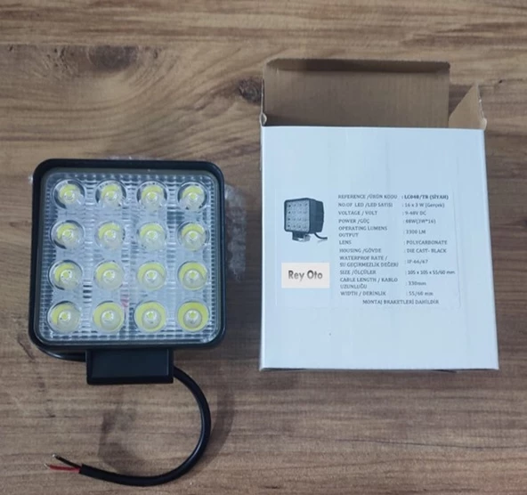 4 Adet 16 Led Kare 9-48 Volt 48 Watt Ip67 Çalışma Lambası - Resim 2