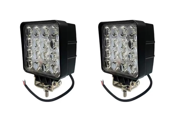 2 Adet 16 Led Kare 9-48 Volt 48 Watt Ip67 Çalışma Lambası ürün görseli