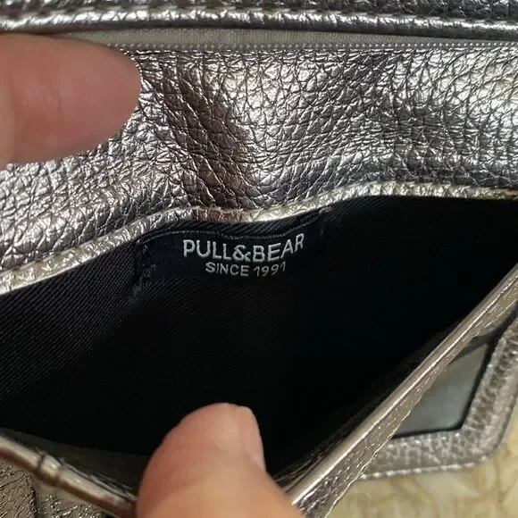 Pull Bear Metalik Gümüs Cüzdan Kartlık - 6