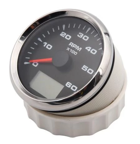 DEVİR GÖSTERGESİ ÇAP 85mm 12/24v SİYAH TEKNE YAT - Resim 3