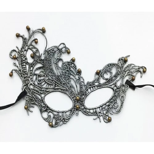 Gümüş Dantel Kesim İncili Parti Maskesi ürün görseli