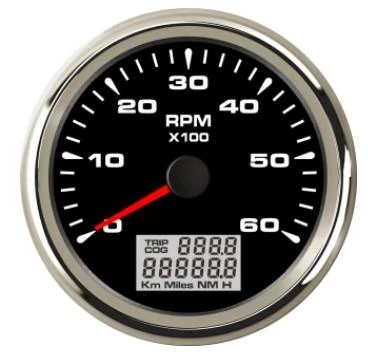 DEVİR GÖSTERGESİ ÇAP 85mm 12/24v SİYAH TEKNE YAT ürün görseli 1