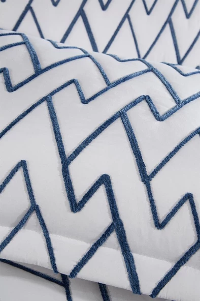 Maria Kapitoneli Çift Kişilik Yatak Örtüsü 230x240 Krem Mavi - Resim 6