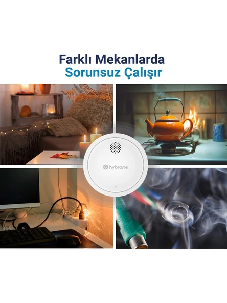 Hybrone HY-SW1041-SD Hybrone Akıllı Duman Dedektörü Sesli ve Görsel Uyarı Wi-Fi Panelsiz çalışır - 3