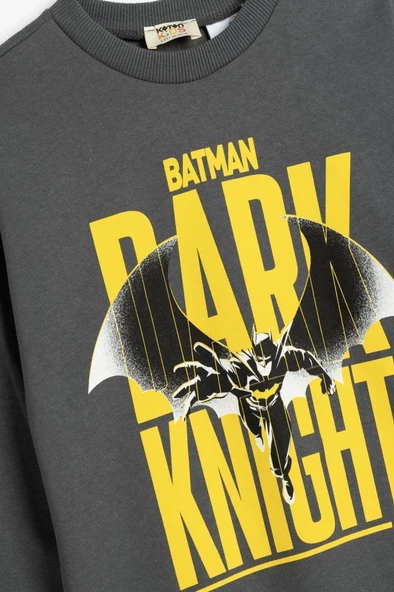 Koton Erkek Çocuk Batman Sweatshirt Lisanslı Uzun Kollu Bisiklet Yaka Pamuklu Şardonlu - 3