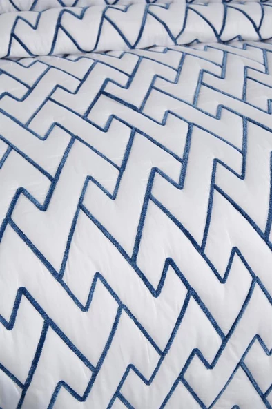 Maria Kapitoneli Çift Kişilik Yatak Örtüsü 230x240 Krem Mavi - Resim 8