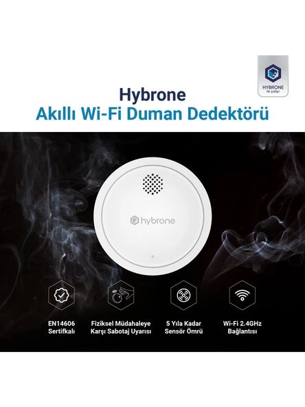 Hybrone HY-SW1041-SD Hybrone Akıllı Duman Dedektörü Sesli ve Görsel Uyarı Wi-Fi Panelsiz çalışır - 2