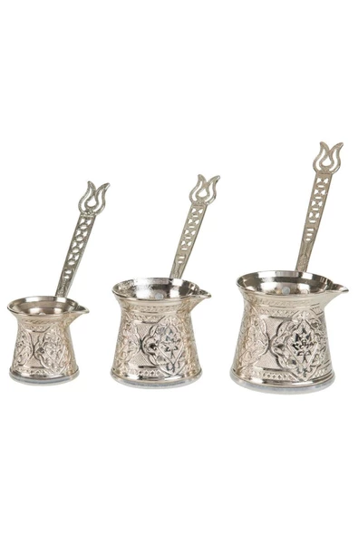 Anatolian Cezve Takımı - Üçlü Zamak - Beyaz