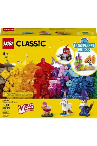 LEGO Classic Yaratıcı Şeffaf Yapım Parçaları 11013 - Çocuklar İçin Yaratıcı Yapım Seti (500 Parça) - 8