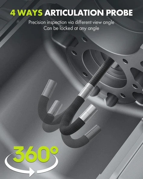 Anykit 360 Derece Eklemli Motorlu Boroskop 6.6mm - 1.5m Kablo - 2