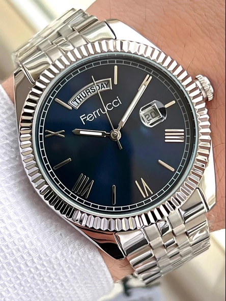 Ferrucci İç Fonksiyonları Aktif Takvim Ve Gün 30mt Suya Dayanıklı Çelik Kordon Erkek Kol Saati EFC.13299.12 - Resim 2
