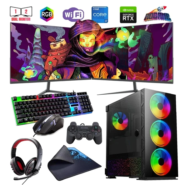 İ7 12700F 32GB DDR4 1TB M2 12GB RTX3060 Çift 24" Monitörlü Oyun Bilgisayarı (Gaming SET) ürün görseli