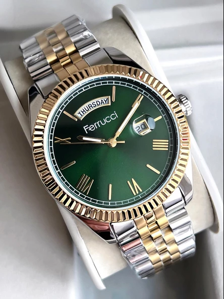 Ferrucci İç Fonksiyonları Aktif Takvim Ve Gün 30mt Suya Dayanıklı Çelik Kordon Erkek Kol Saati EFC.13299.16 ürün görseli