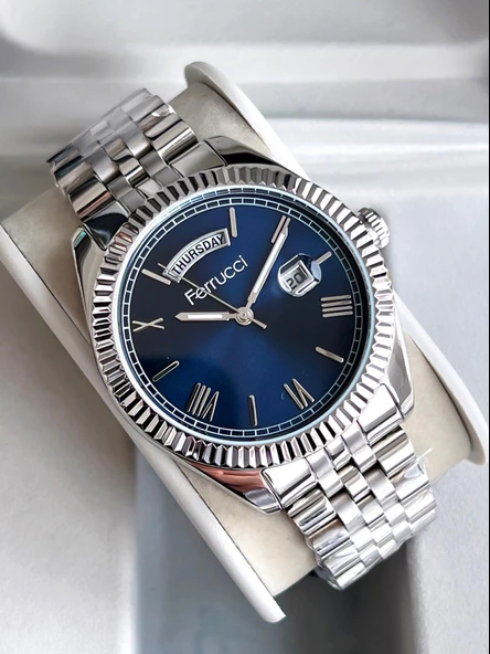 Ferrucci İç Fonksiyonları Aktif Takvim Ve Gün 30mt Suya Dayanıklı Çelik Kordon Erkek Kol Saati EFC.13299.12 ürün görseli