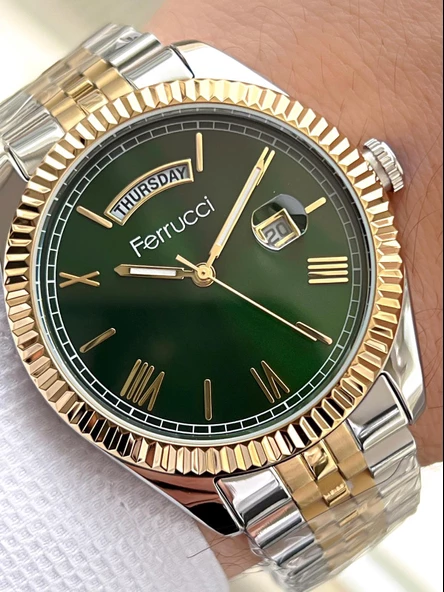 Ferrucci İç Fonksiyonları Aktif Takvim Ve Gün 30mt Suya Dayanıklı Çelik Kordon Erkek Kol Saati EFC.13299.16 - Resim 2