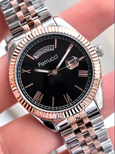 Ferrucci İç Fonksiyonları Aktif Takvim Ve Gün 30mt Suya Dayanıklı Çelik Kordon Erkek Kol Saati EFC.13299.14 - 4
