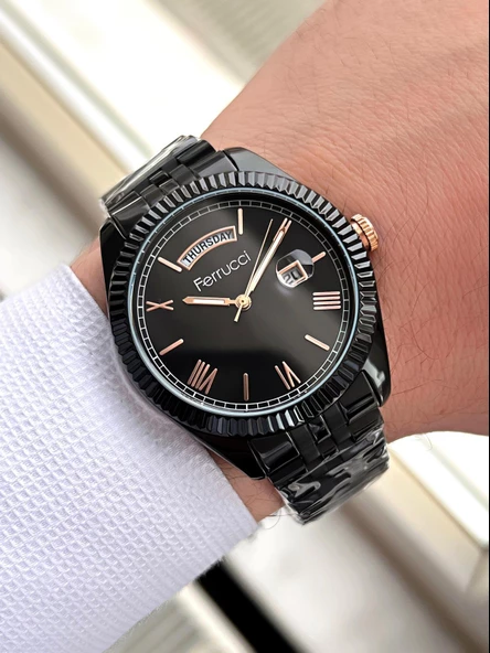 Ferrucci İç Fonksiyonları Aktif Takvim Ve Gün 30mt Suya Dayanıklı Çelik Kordon Erkek Kol Saati EFC.13299.10 - Resim 3
