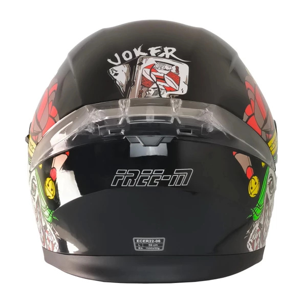 FREE-M 965 JOKER SİYAH-KIRMIZI ÇENE AÇILIR KASK - Resim 4