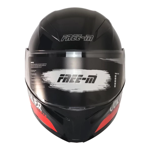 FREE-M 965 JOKER SİYAH-KIRMIZI ÇENE AÇILIR KASK - Resim 3