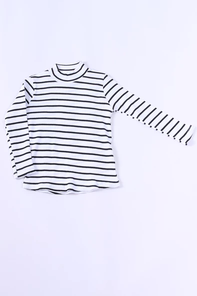 KIZ ÇOCUK BOĞAZLI TRİKO BADİ ÇİZGİLİ C41 - Resim 2