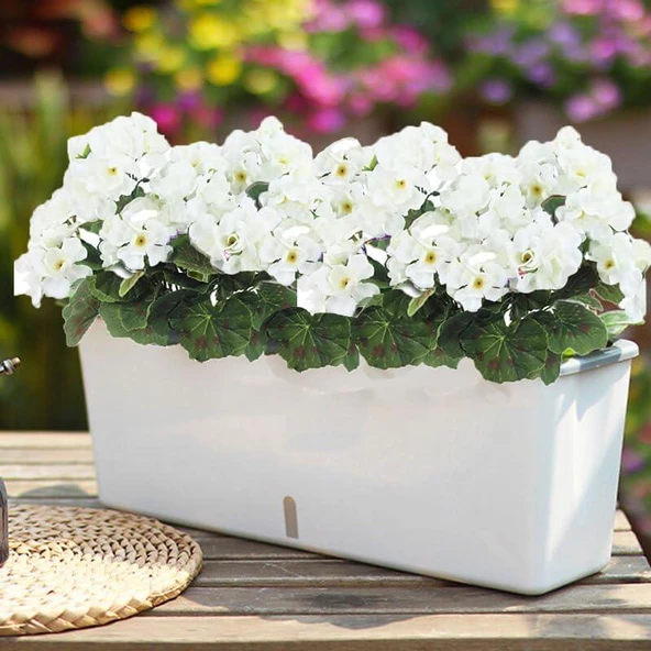 Yapay Çiçek Sardunya Demeti 40*25cm 1.Kalite BEYAZ Balkon Çiçeği - 5