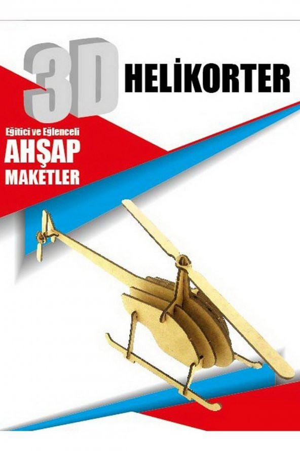 Ahşap Helikopter Maketi - 3 Boyutlu Ahşap Maket - 2