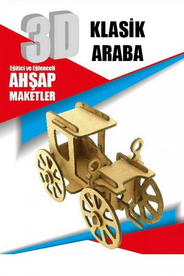 Ahşap Klasik Araba Maketi - 3 Boyutlu Ahşap Meket - 2