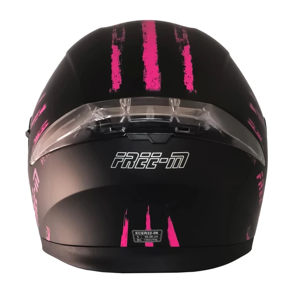 FREE-M 965 PINK ZEBRA MAT SİYAH-PEMBE ÇENE AÇILIR KASK - Resim 4