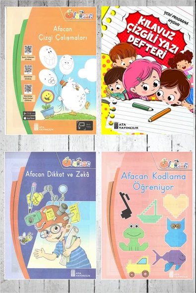1.Sınıf Hazırlık Seti(Afacan Çizgi Çalışmaları+Kodlama+Dikkat ve Zeka+Kılavuz Çizgili Yazı Defteri) ürün görseli 1
