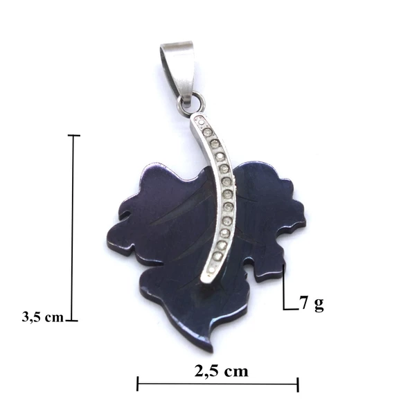 BZ 316L Çelik Zirkon Taşlı Yaprak Kolye Ucu TGR-574 - 3