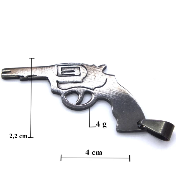 BZ 316L Çelik Tabanca Şeklinde Kolye Ucu TGR-573 - 4
