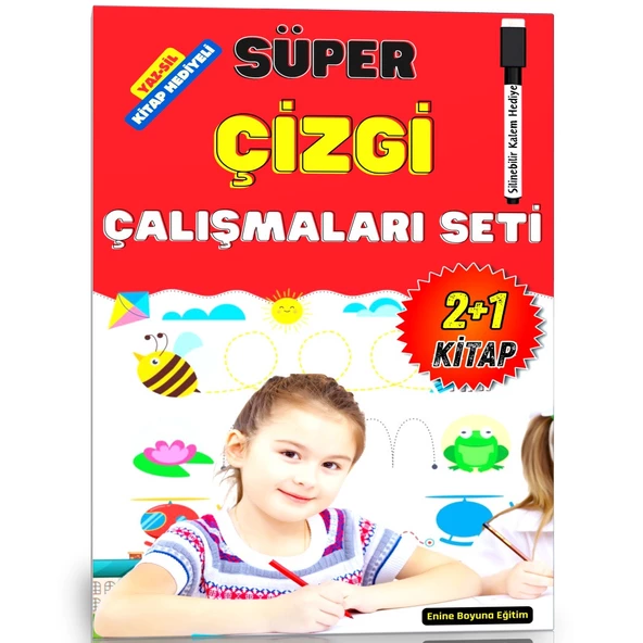 Okul Öncesi Süper Çizgi Çalışmaları Seti (YAZ-SİL Çizgi Çalışmaları Kitabı Hediye)
