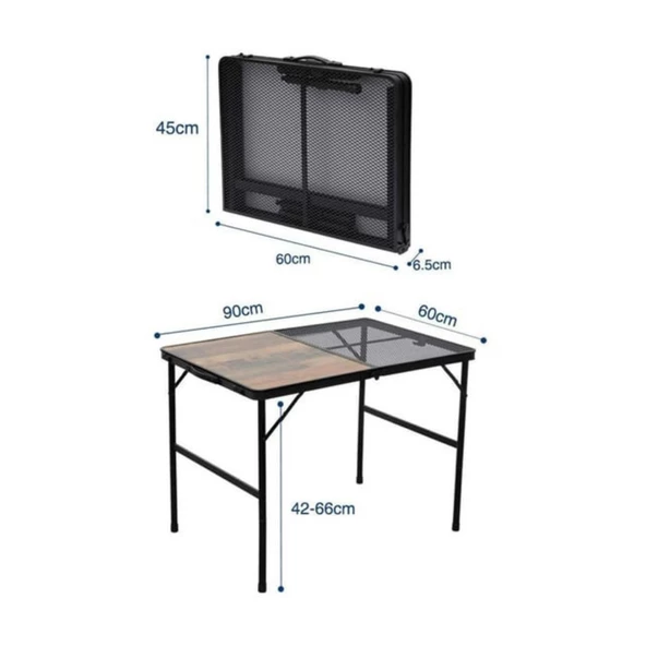 Eazy Katlanır Kamp Masası Izgaralı Ahşap - 5