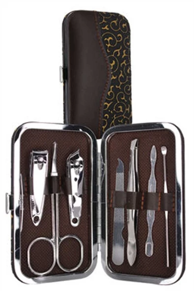 7 Parça Manikür Pedikür Seti Paslanmaz Çelik, Çantalı Çelik Tırnak Makası Bakım Seti - 4