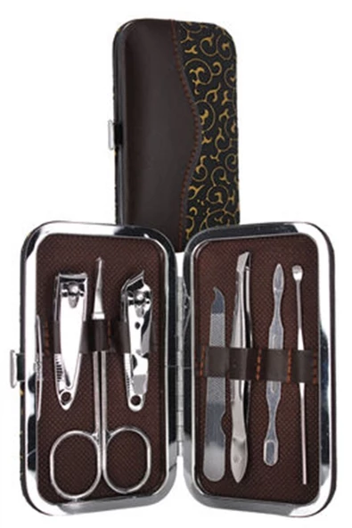 7 Parça Manikür Pedikür Seti Paslanmaz Çelik, Çantalı Çelik Tırnak Makası Bakım Seti - 3