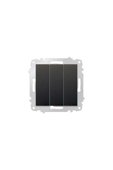 Ovivo Grano Siyah Natural Üçlü Anahtar Çerçevesiz - 8 Adet