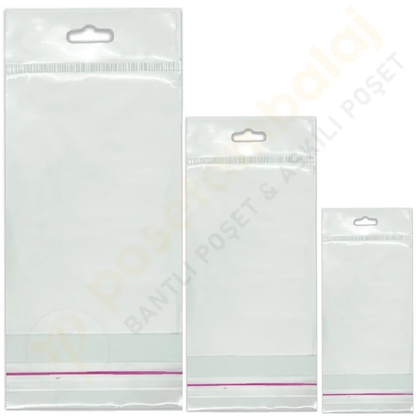 10 x 30 cm (Kapalı Hali 10 x 20 cm) 100 Adet Askılı Poşet - Meksika Şapkalı - 5