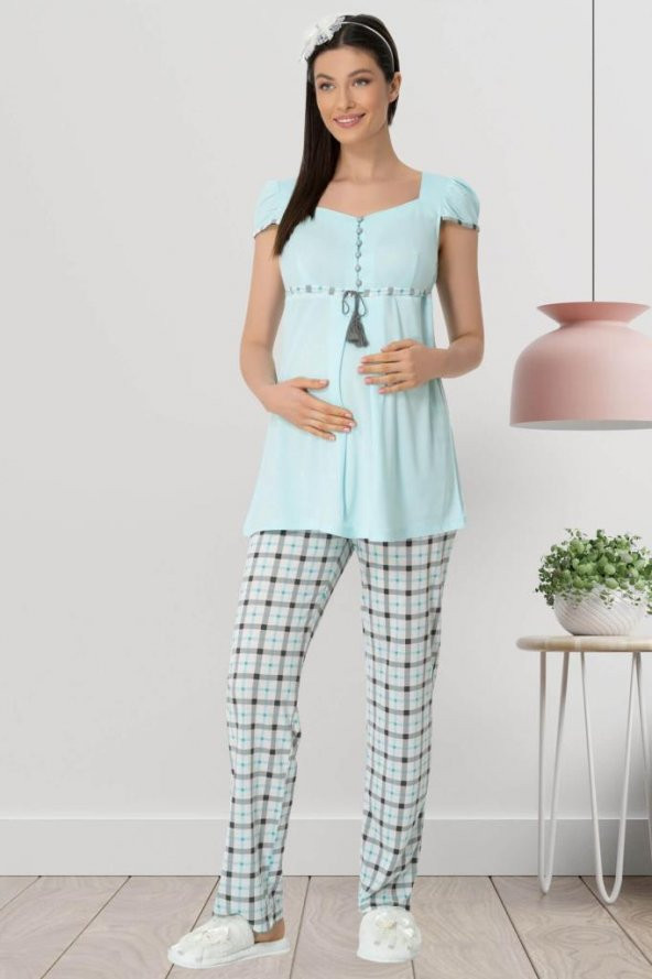 Mecit 5404 Turkuaz  Spor Hamile Lohusa Pijama Takımı