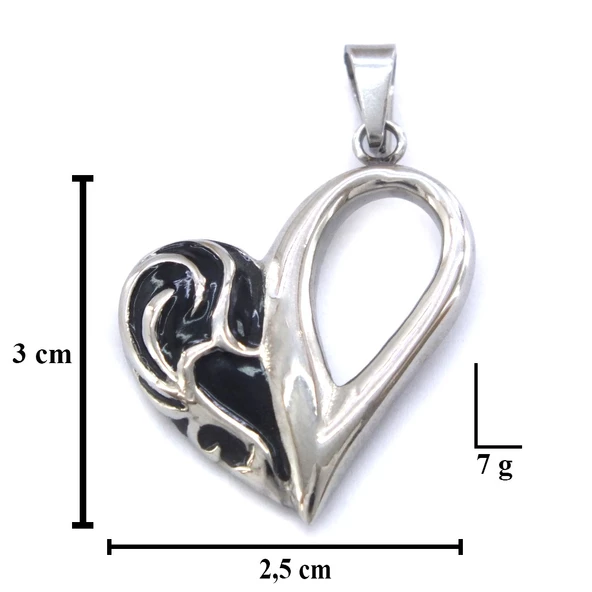 BZ 316L Çelik Kalp Şeklinde Kolye Ucu TGR-568 - 3