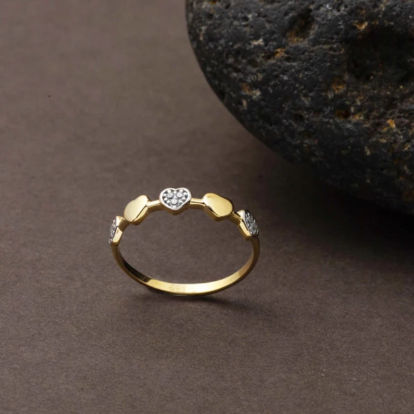 Kalpli Minimal 14 Ayar Spor Altın Yüzük - Resim 4