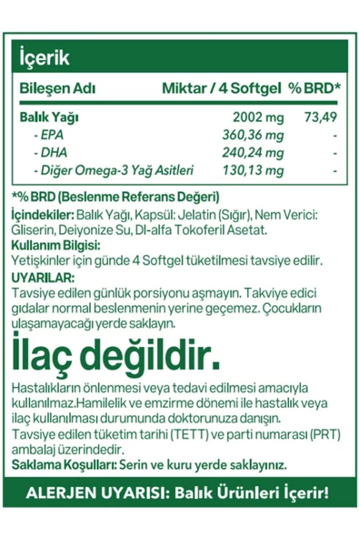 Omega 3 Yüksek Epa Dha 500 Mg Balık Yağı 200 Softjel - 2