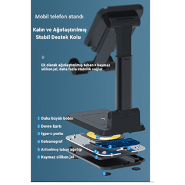 Mühlen T44 Wireless Ayarlanabilir Ergonomik Telefon Tablet Standı - 3