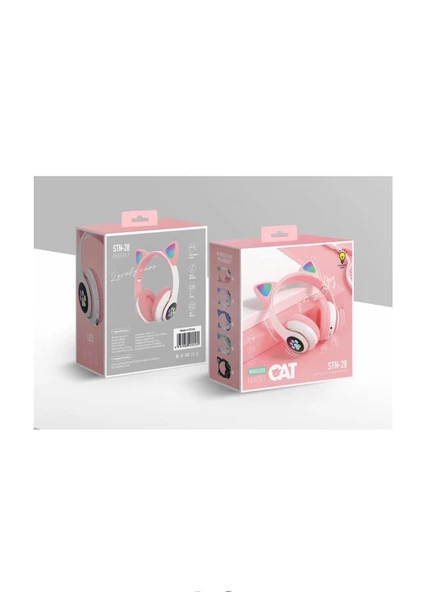 Karler Stn-28 Bluetooth Mikrofonlu LED Işıklı Hafıza Kartı Girişli Kulak Üstü Kedi Kulaklık - 3